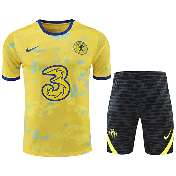 Chelsea training jersey sportswear uniform men's soccer shirt football short sleeve sport yellow top t-shirt 2022-2023